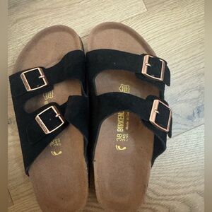 Birkenstock Black Suede Double Strap Sandals